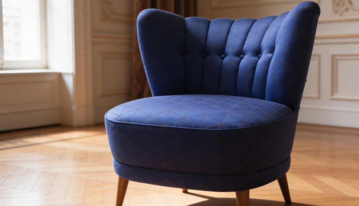 Fauteuil pivotant cuir camel restauré par Maison Esclavissat — restauration traditionnelle, atelier de tapissier à Mâcon