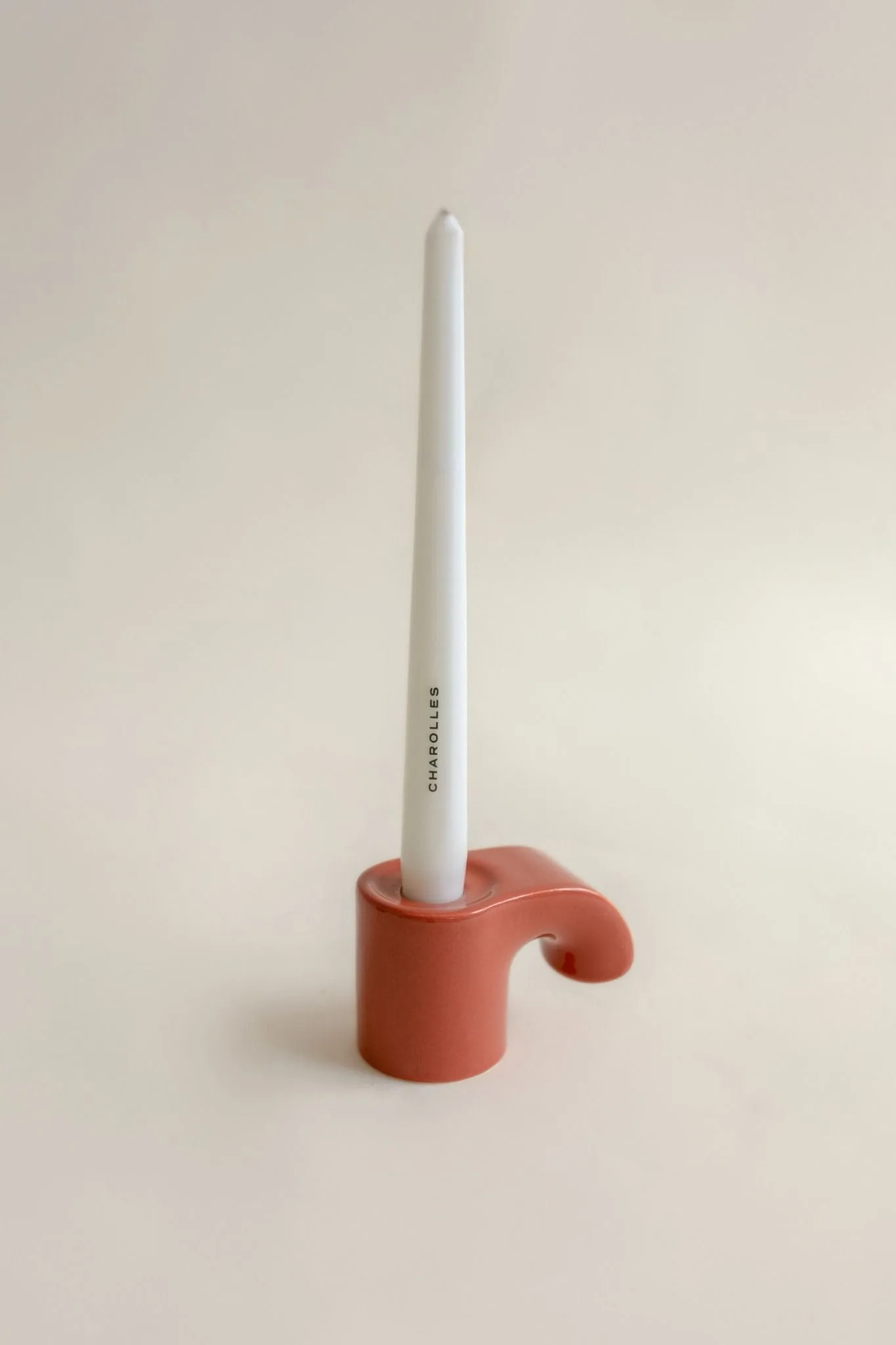 Bougeoir Archet en céramique orange Faïencerie de Charolles — Maison Esclavissat Mâcon