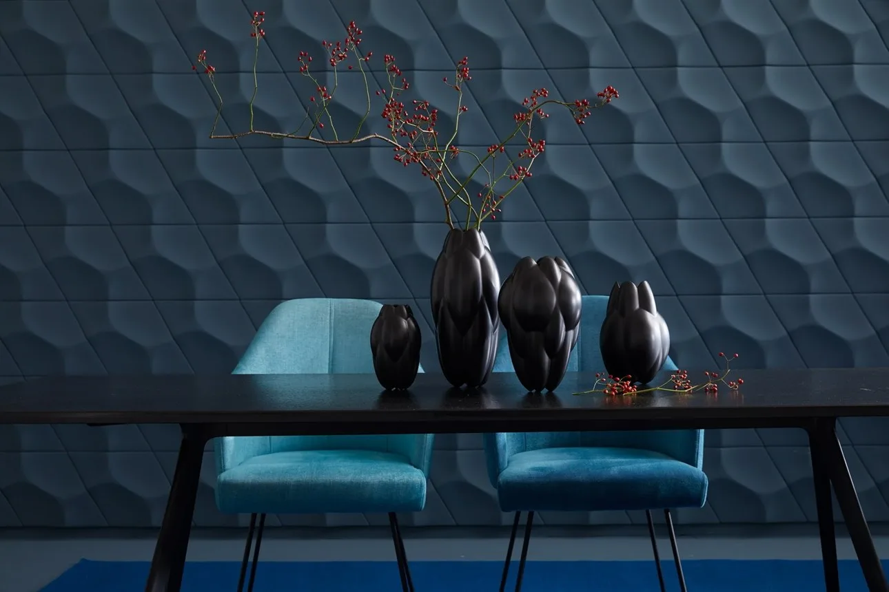 Panneaux muraux 3D Noël & Marquet bleu-gris — Maison Esclavissat Mâcon