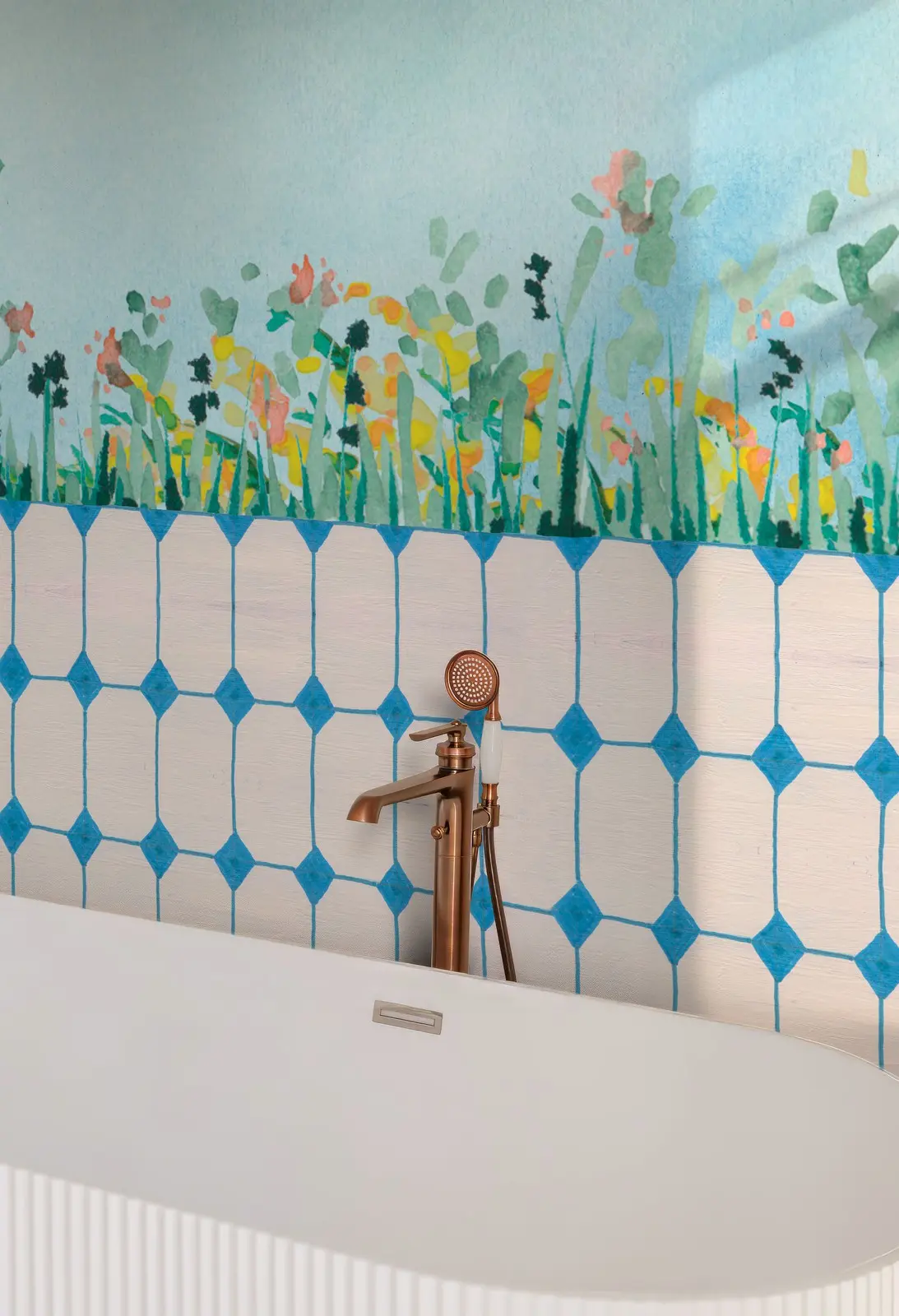Papier peint étanche Wall & Deco Wet System Arduino — motif géométrique pour salle de bain et douche, Maison Esclavissat