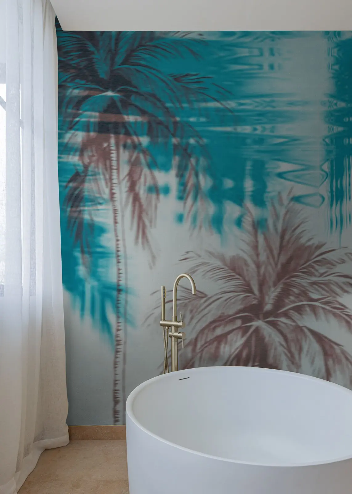 Papier peint étanche Wall & Deco Wet System De Focus — décor flouté contemporain pour salle de bain et douche, Maison Esclavissat