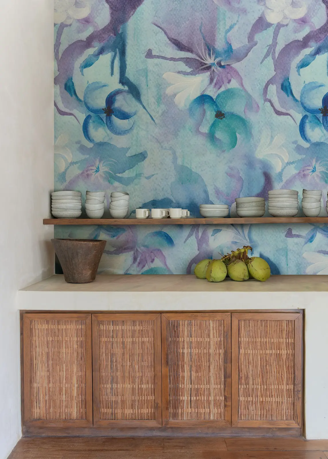 Papier peint étanche Wall & Deco Wet System Narciso — décor floral pour salle de bain et douche, Maison Esclavissat