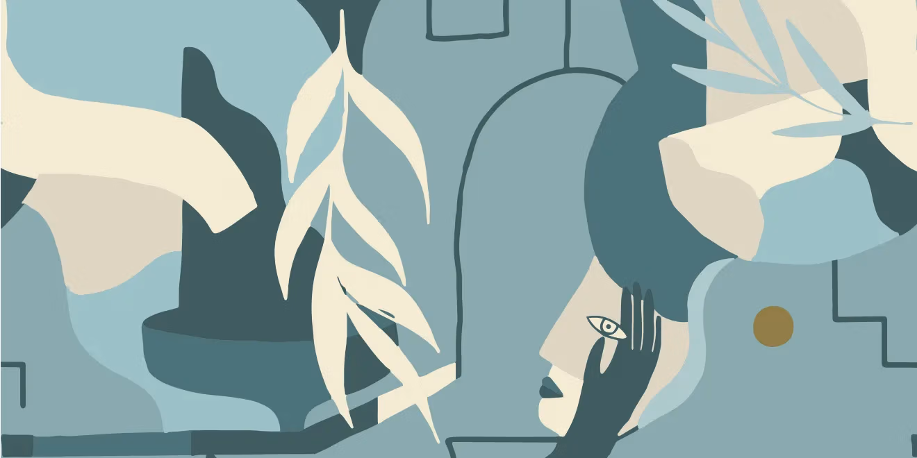 Papier peint Ressource Madi motif Contemplation Bleu — Maison Esclavissat Mâcon