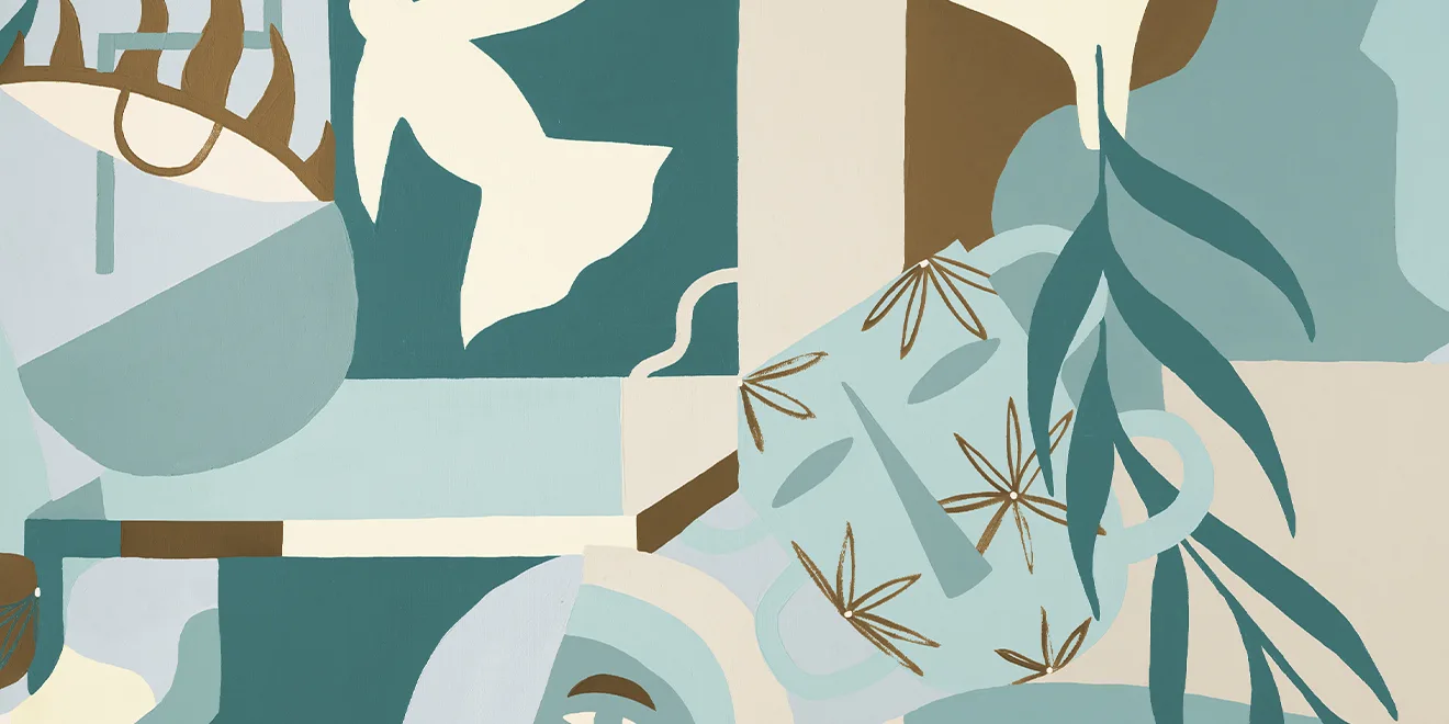 Papier peint Ressource Madi motif État d'Âme Bleu — Maison Esclavissat Mâcon