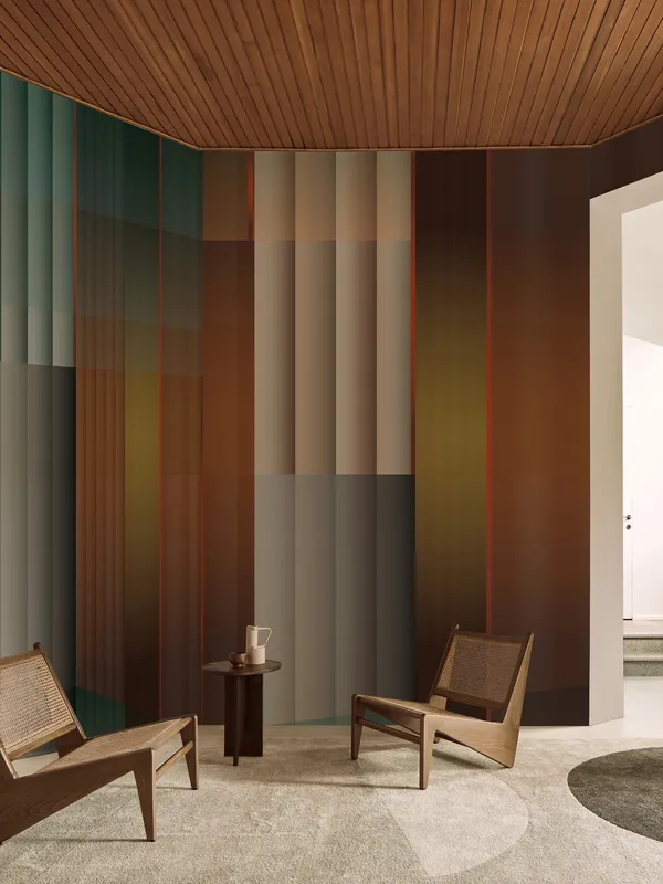 Papier peint Wall & Deco collection In Brown We Trust — motif Parallel Tinct — Maison Esclavissat Mâcon