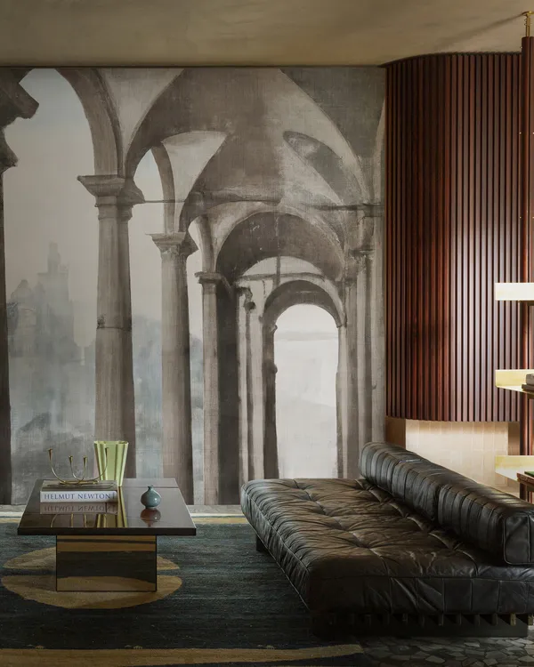 Papier peint Wall & Deco collection Mid Century Glam — motif Arcantico — Maison Esclavissat Mâcon