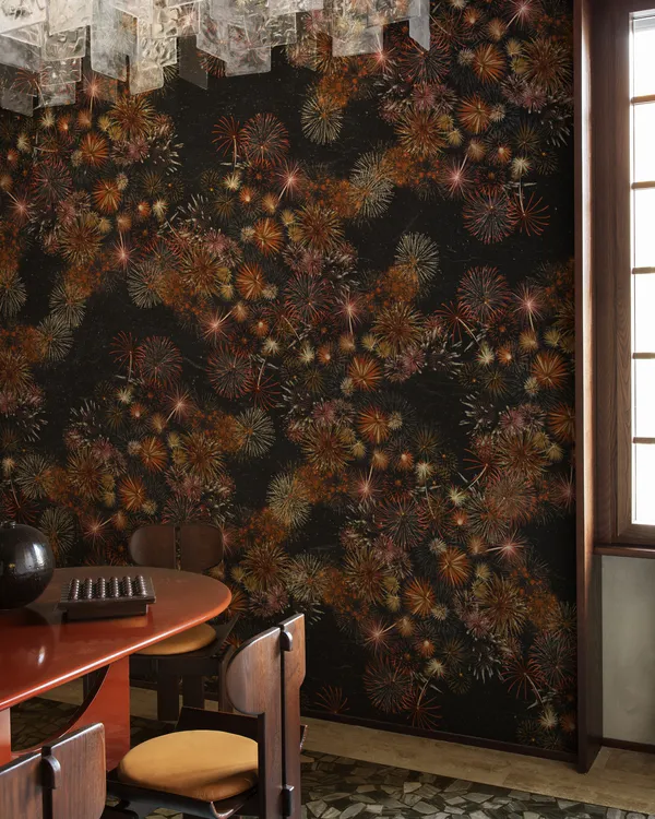 Papier peint Wall & Deco collection Mid Century Glam — motif Fires — Maison Esclavissat Mâcon