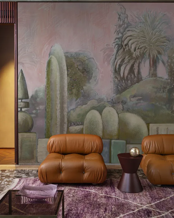 Papier peint Wall & Deco collection Mid Century Glam — motif Giardino Utopico — Maison Esclavissat Mâcon