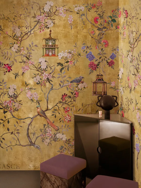 Papier peint Wall & Deco collection Timeless — motif Oriental Gold — Maison Esclavissat Mâcon