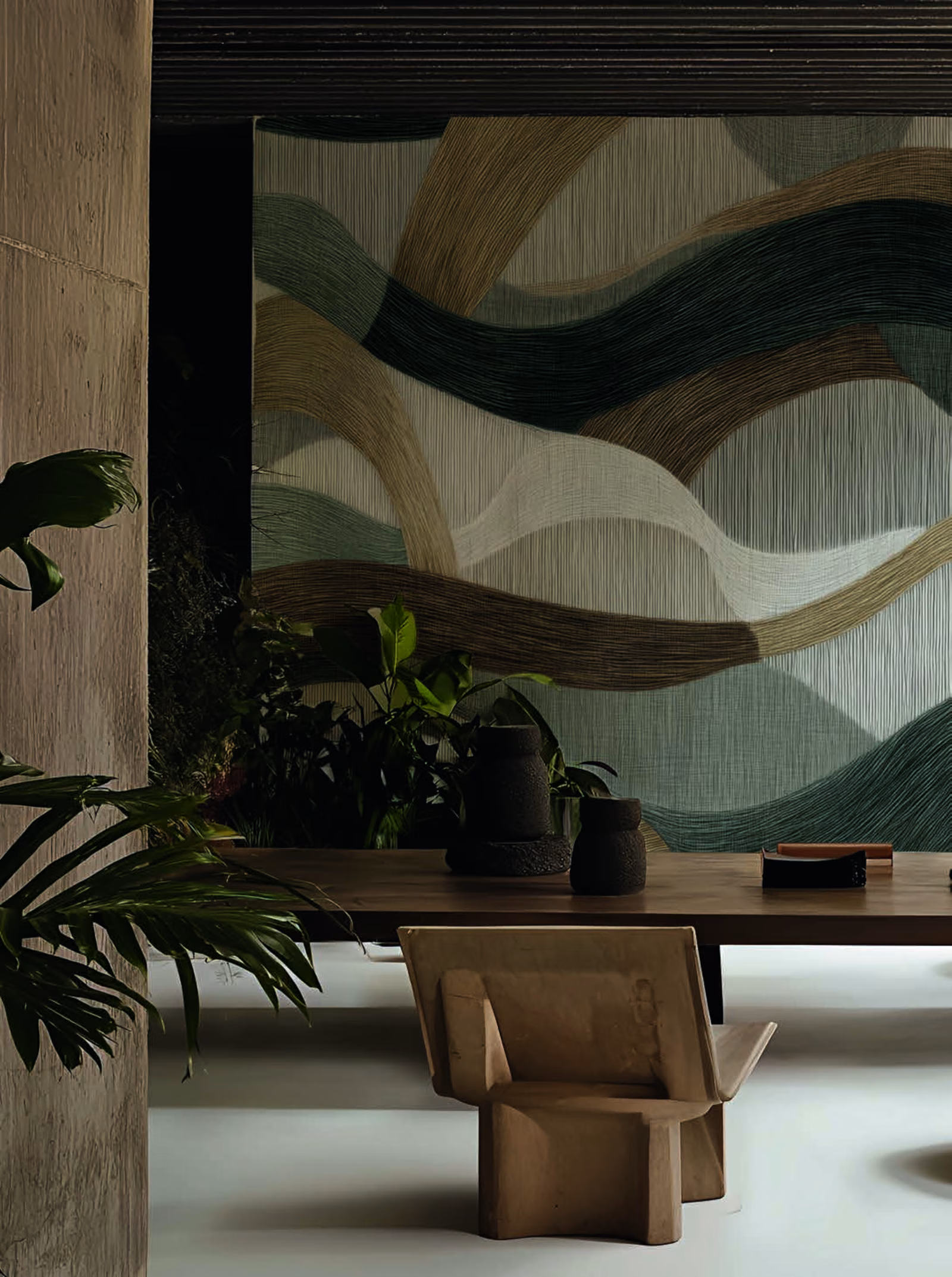 Papier peint panoramique Wall & Deco — décor Eunoia Waves, design Federico Peri — Maison Esclavissat, Mâcon