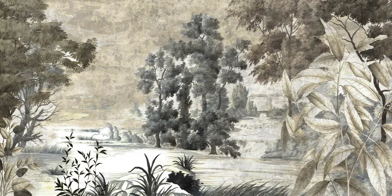 Papier peint Ressource Ananbô Saint Jean Sépia Patine XVIIIe — Maison Esclavissat Mâcon