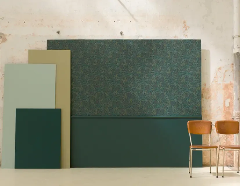 Papier peint Ressource collection Forestine, panneaux verts — Maison Esclavissat Mâcon