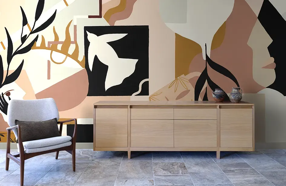 Papier peint Ressource collection Madi, fresque graphique — Maison Esclavissat Mâcon